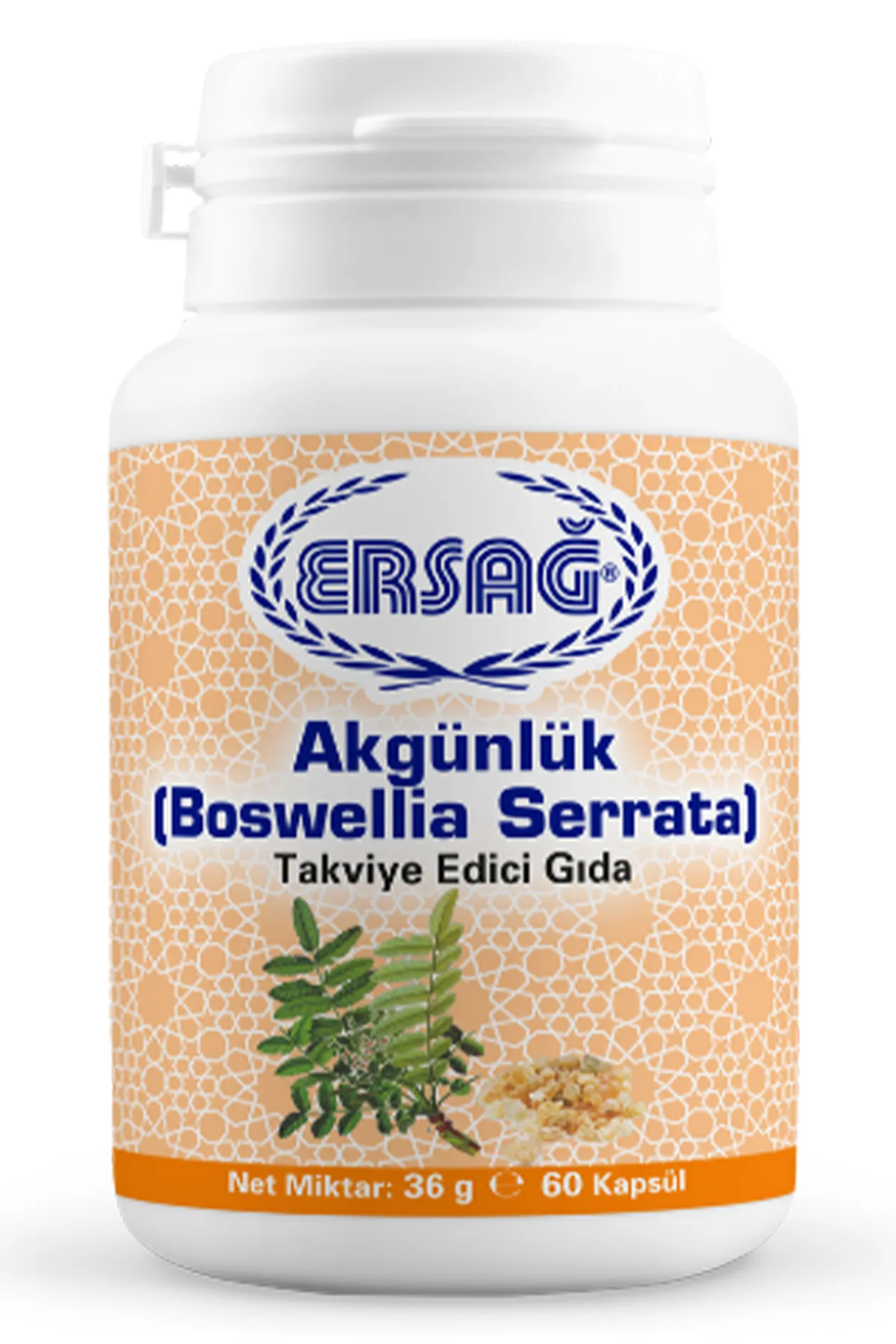 Ersağ Enginar + Ersağ Akgünlük  (Boswellia Serrata) + Ersağ Demirdikeni, L-arginin, Çakşırotu, Epimedium Ekstreleri ve Arı Sütü + Ersağ Kabak Çekirdeği Yağı + Ersağ Aspir Yağı Ve Kekik Yağı Kapsül + Ersağ Ekinezya Kapsül