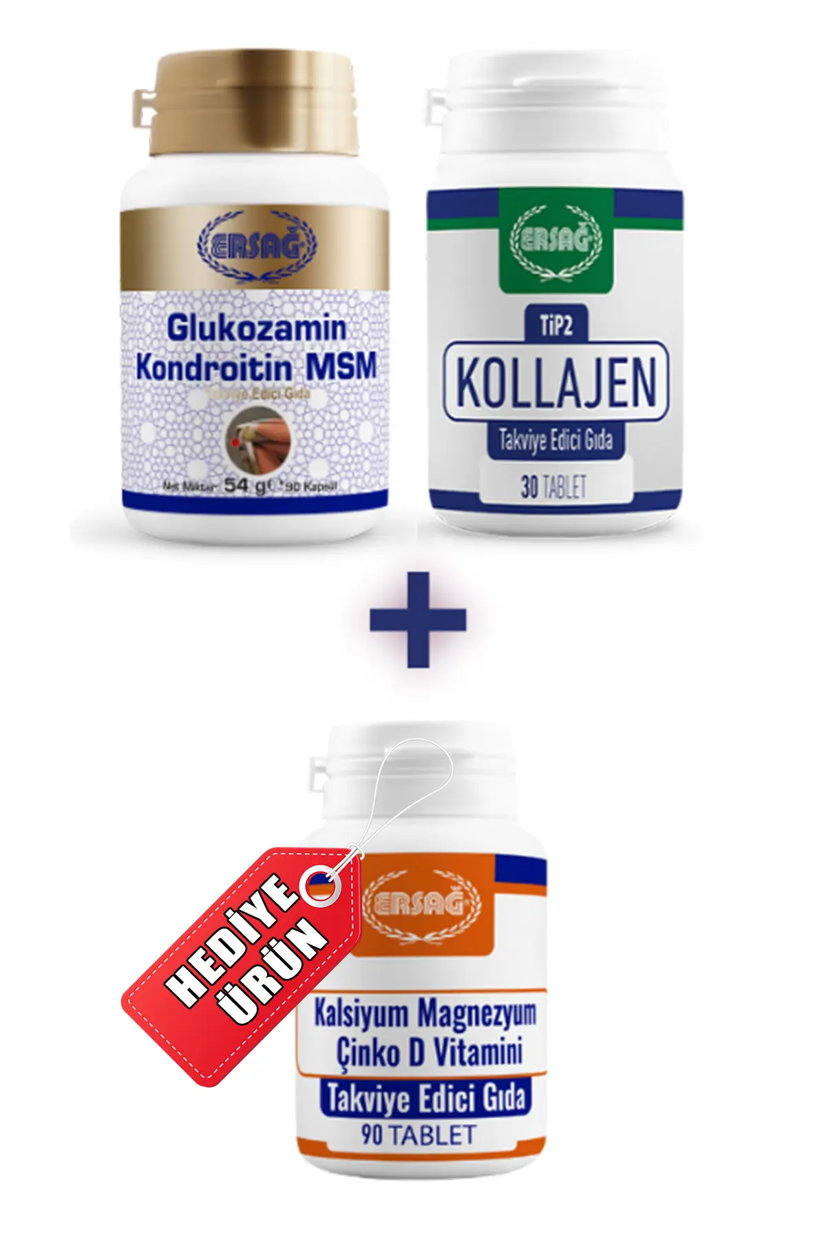 Glukozamin Kondroitin Msm Ve Tip 2 Kollajen Tablet Alana Kalsiyum, Magnezyum, Çinko, D Vitamini Hediye