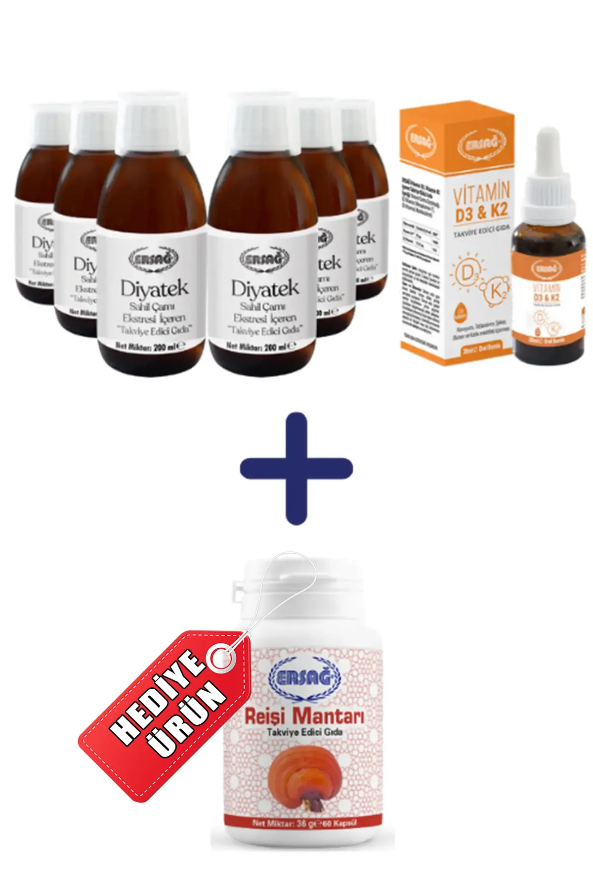 Diyatek (6'lı) ve Vitamin D3-K2 30 Ml. Alana Reişi Mantarı Hediye