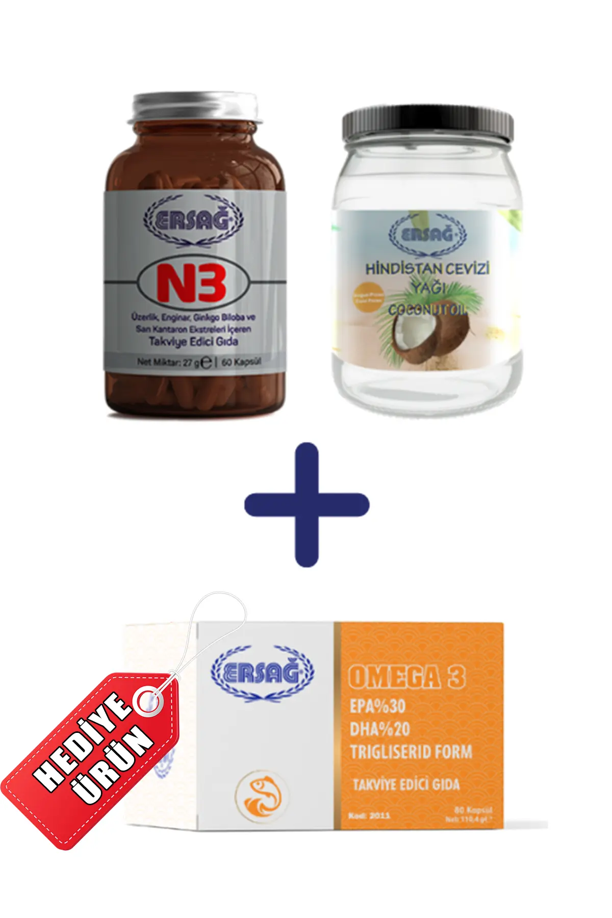 N3 Kapsül ve Hindistan Cevizi Yağı 270 Gr Alana Omega 3 Hediye