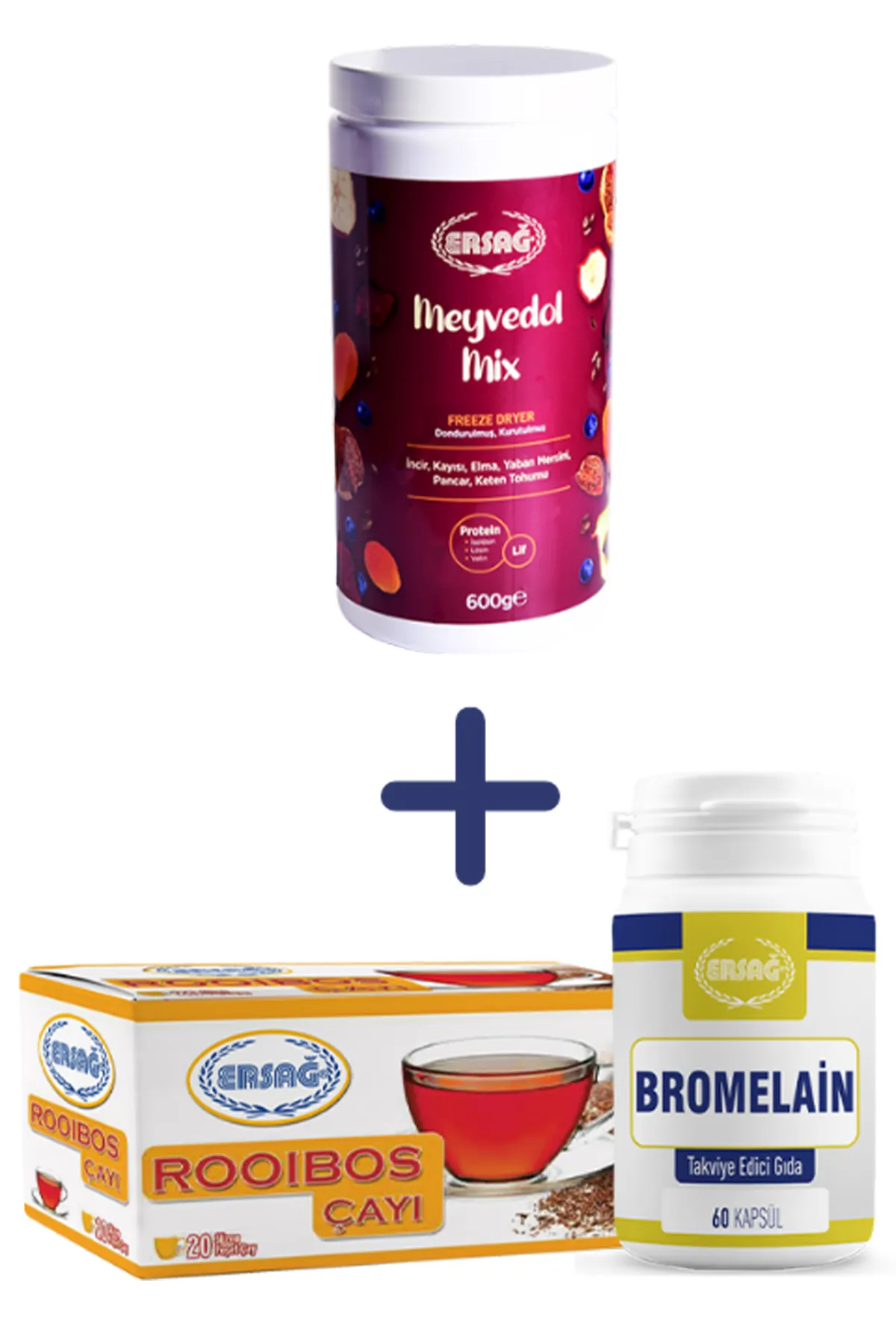 Ersağ Selenyum + Ersağ Magnezyum Sitrat + Ersağ Kuersetin Kapsül + Ersağ Meyvedol Mix + Bromelain + Rooibos